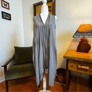 All Saints Slik Gray Draped Zip-Up Dress